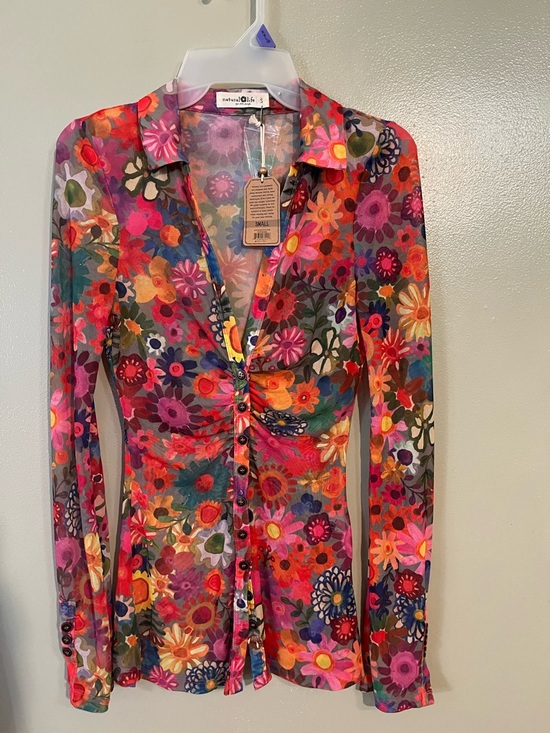 NATURAL LIFE Tops - Natural Life Carina Colorful Floral Mesh Button-Up Top - Multicolor S NWT